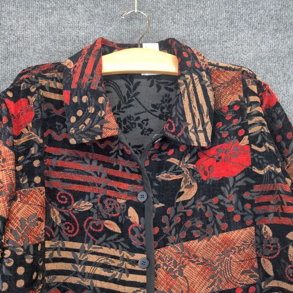 Coldwater Creek Womens Button-Up Patchwork Tapestry Jacket Multi Floral Large - Picture 3 of 11